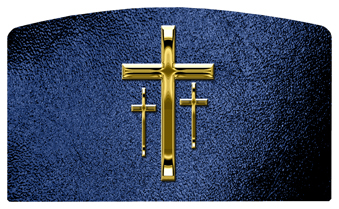DACRO-517-GD-SH-BL Gold 3 Crosses Shimmer Blue